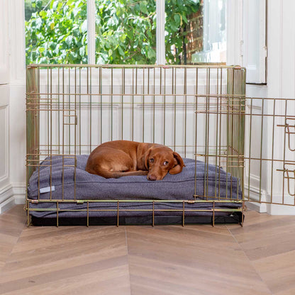 Luxury Dog Crate Cushion, Oxford Herringbone Tweed Crate Cushion The Perfect Dog Crate Accessory, Available To Personalise Now at Lords & Labradors