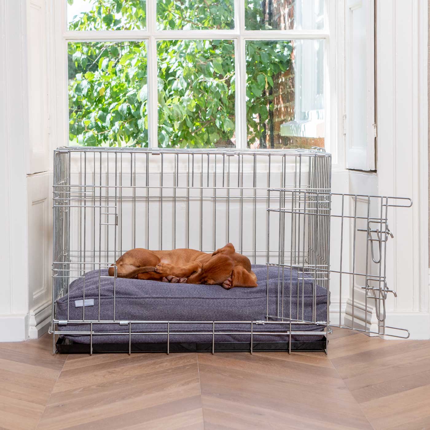 Luxury Dog Crate Cushion, Oxford Herringbone Tweed Crate Cushion The Perfect Dog Crate Accessory, Available To Personalise Now at Lords & Labradors