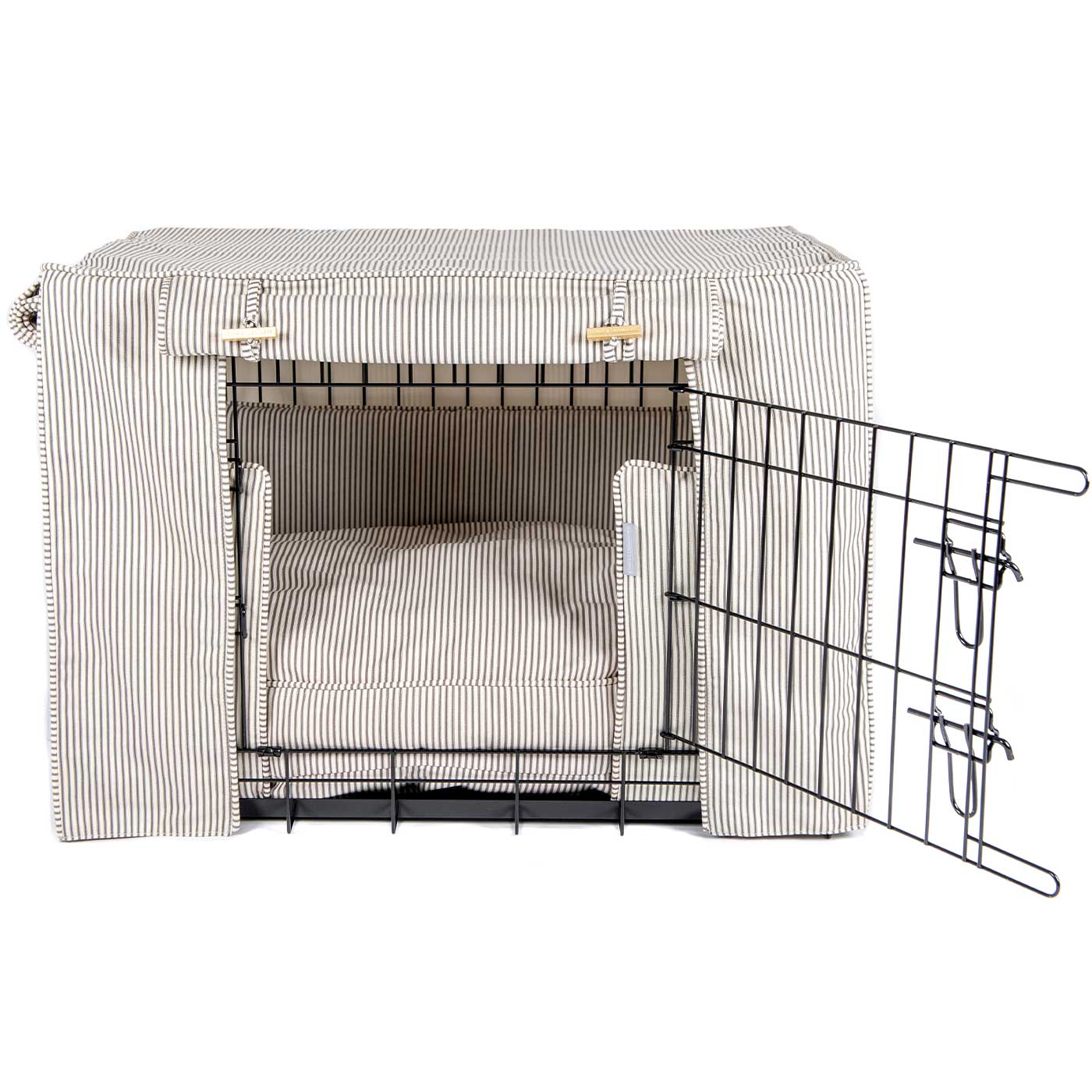 Luxury Heavy Duty Dog Crate, In Stunning Regency Stripe Crate Set, The Perfect Dog Crate Set For Building The Ultimate Pet Den! Dog Crate Cover Available To Personalise at Lords & Labradors