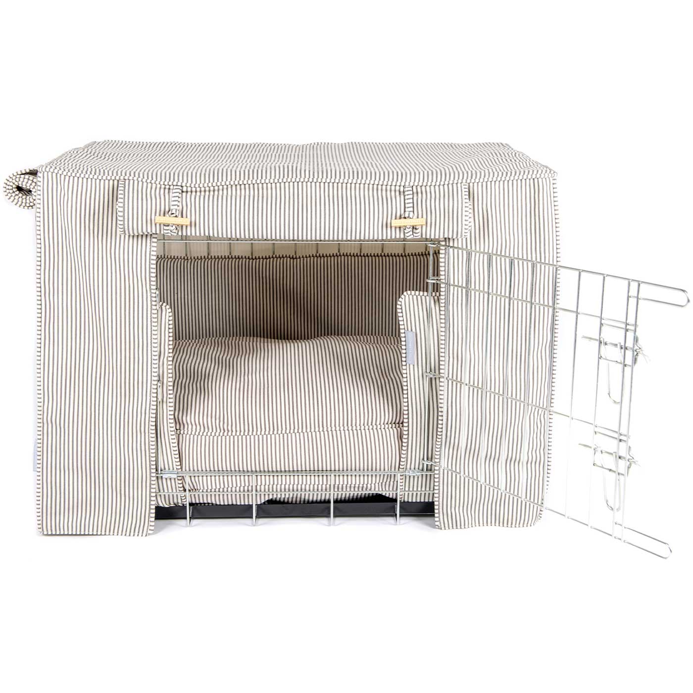 Luxury Heavy Duty Dog Crate, In Stunning Regency Stripe Crate Set, The Perfect Dog Crate Set For Building The Ultimate Pet Den! Dog Crate Cover Available To Personalise at Lords & Labradors