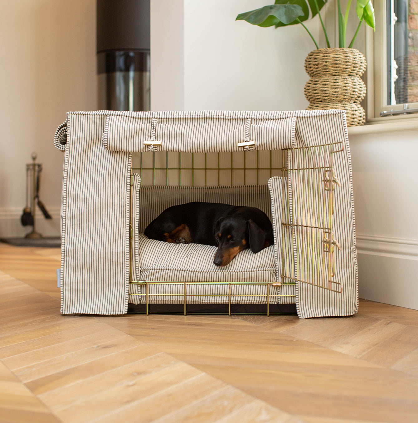 Luxury Heavy Duty Dog Crate, In Stunning Regency Stripe Crate Set, The Perfect Dog Crate Set For Building The Ultimate Pet Den! Dog Crate Cover Available To Personalise at Lords & Labradors