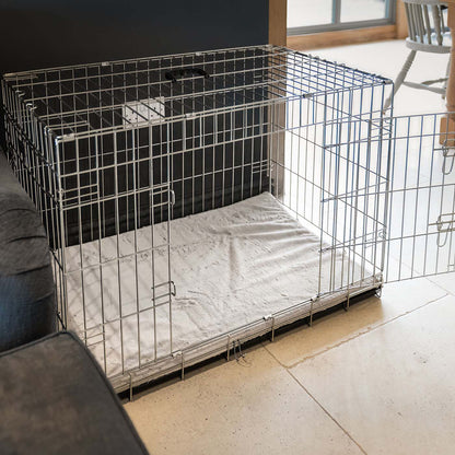 Discover the perfect dog crate accessory, our luxury essentials twill crate mattress in stunning cream linen. Present to your furry friend with this Italian handmade crate mattress for dogs, available now at Lords & Labradors    