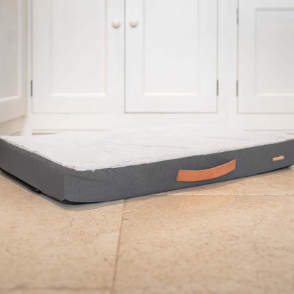 Discover the perfect dog mattress, our luxury essentials twill Orthopaedic mattress in stunning grey slate. Present to your furry friend with this Italian handmade mattress for dogs, available now at Lords & Labradors    